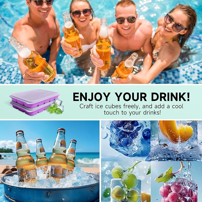 Tvmania Ice Cube Trays Set of 2, 15-Cube Silicone Molds - Image 6