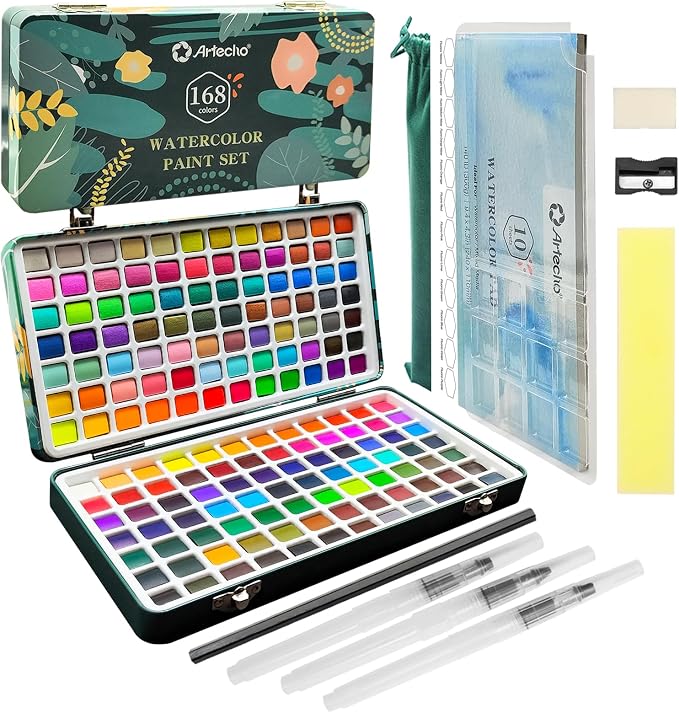 Artecho Watercolor Paint Set 168 Colors, Painting Kit by Artecho