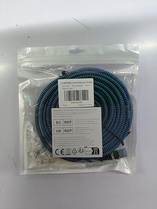 Cat8 Ethernet Cable 25 ft 1 Pack, High Speed 40Gbps 2000MHz, Braided, Blue, Compatible with Router, Modem, Laptop, PC, Gaming