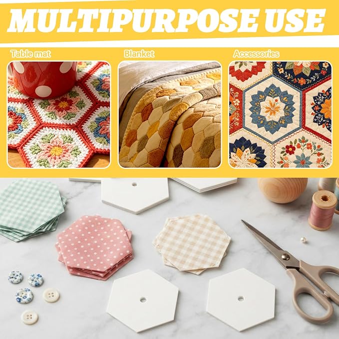 350 PCS Paper Piecing 1.5", Hexagon Quilting Templates - Image 5