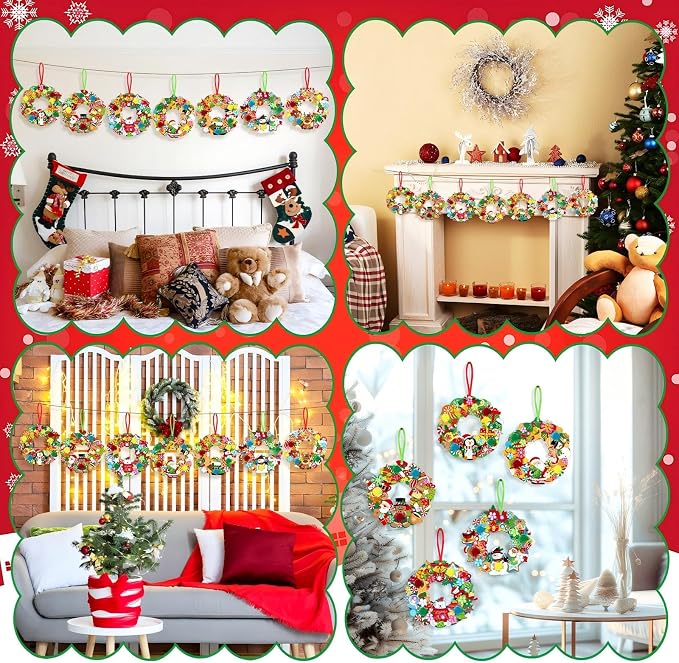 Hollowfly 48 Sets Christmas Wreath Craft Kits - Image 7