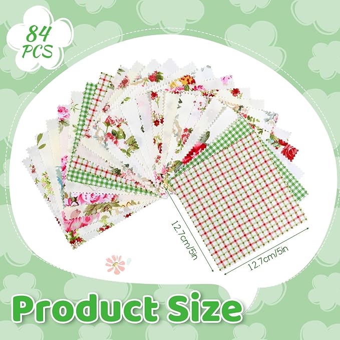 84 Pcs Charm Packs for Quilting 5 inch, Pre-Cut Vintage Floral Print Cotton - Image 2