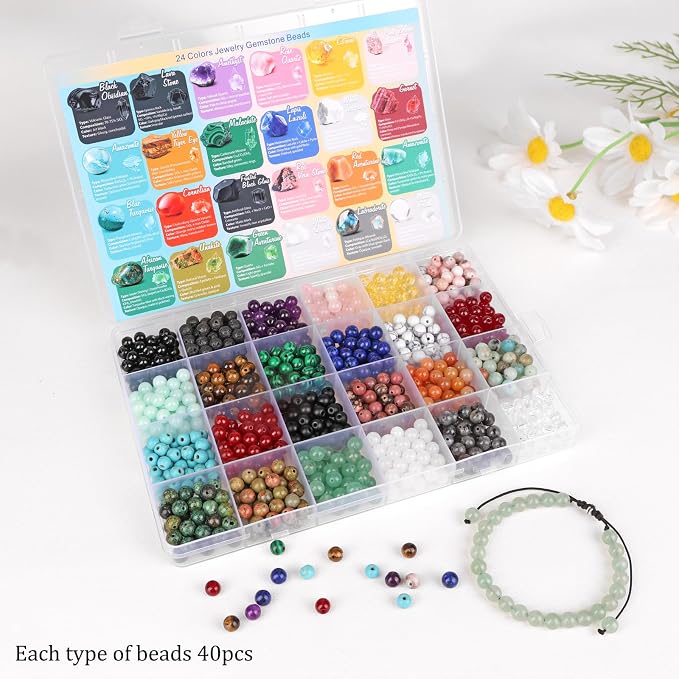 960pcs 24 Colors 6mm Natural Stone Crystals Beads - Image 4