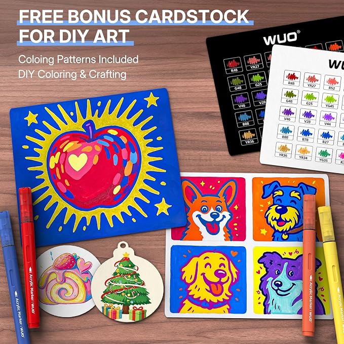 WUO 60 Colors Acrylic Paint Markers, Acrylic Paint Pens and Acrylic Markers - Image 5