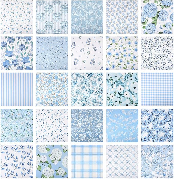 25 Pcs Blue Quilting Fabric Scraps - Image 7