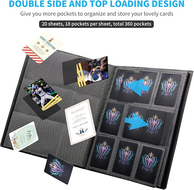 Card Binder, 360 Pockets Upgraded Trading Card Binders, Cards Collection Binder - Image 2