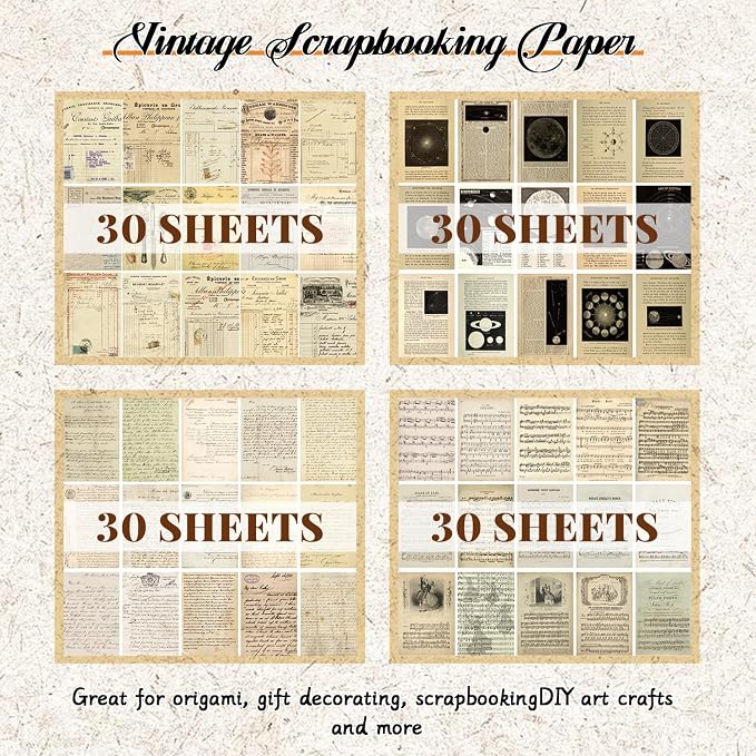 120Pcs Vintage Scrapbook Paper Kit - Image 7
