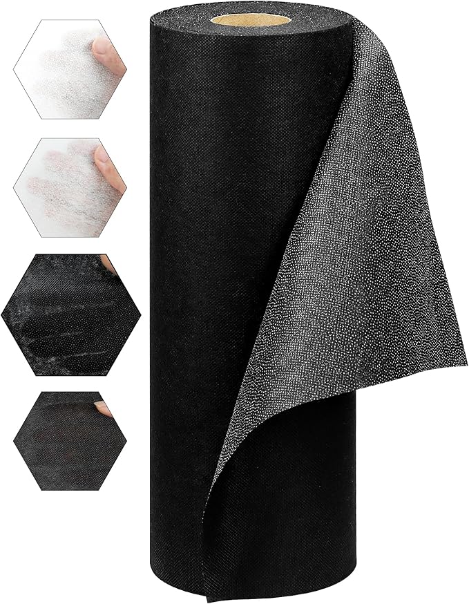 FIVEIZERO Medium Weight Black Iron-On Non-Woven Fusible Interfacing: 12in x by FIVEIZERO