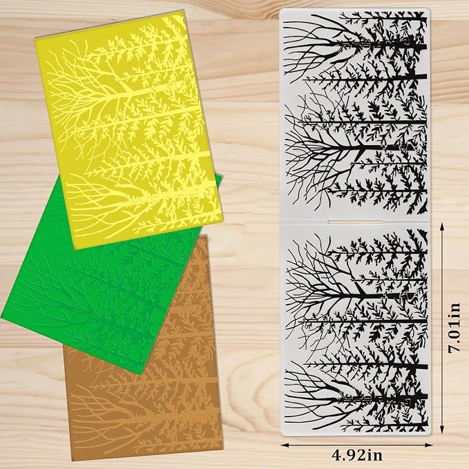 3D Textured Embossing Folders for Card Making, Forests Trees Plastic Embossing - Image 2