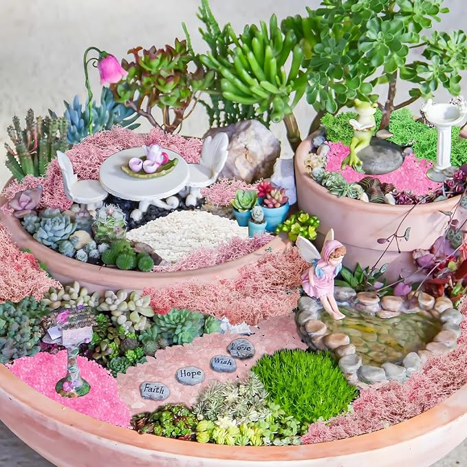 QUOZUO Pink Theme Scenery Basing Material Kit, 10 Pack Fairy Garden Miniatures - Image 6