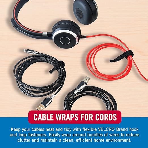 VELCRO Brand Reusable Cable Ties, 100 Pack 6 Inch, Cord & Cable Management - Image 6