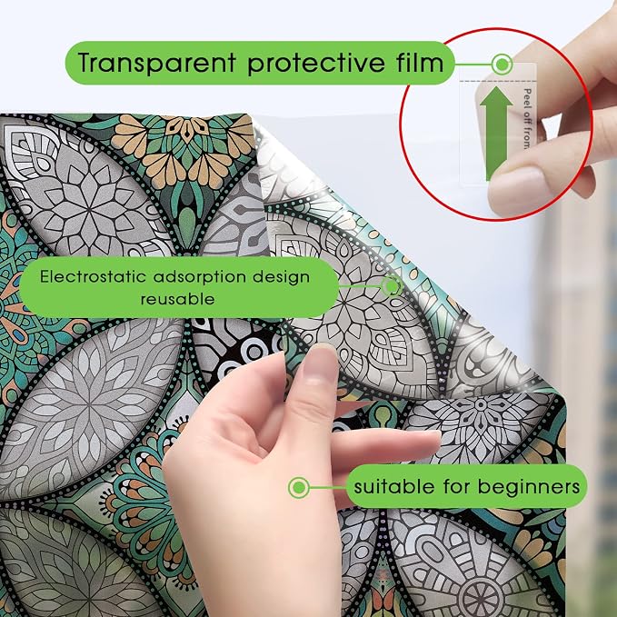 Green Window Privacy Film Frosted Glass Windows Cling Non-Adhesive Removable - Image 8