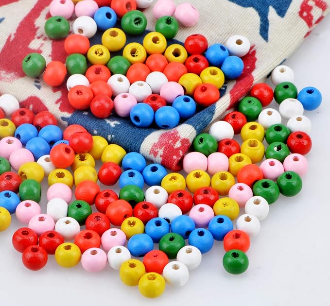 AD Beads Wood Spacer Loose Wooden Craft Beads Big Hole Beads Assorted - Image 2