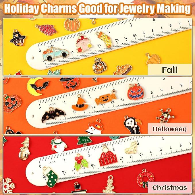 SANNIX 350Pcs Holiday Charm, Mixed Fall Thanksgiving Halloween Christmas Charms - Image 2