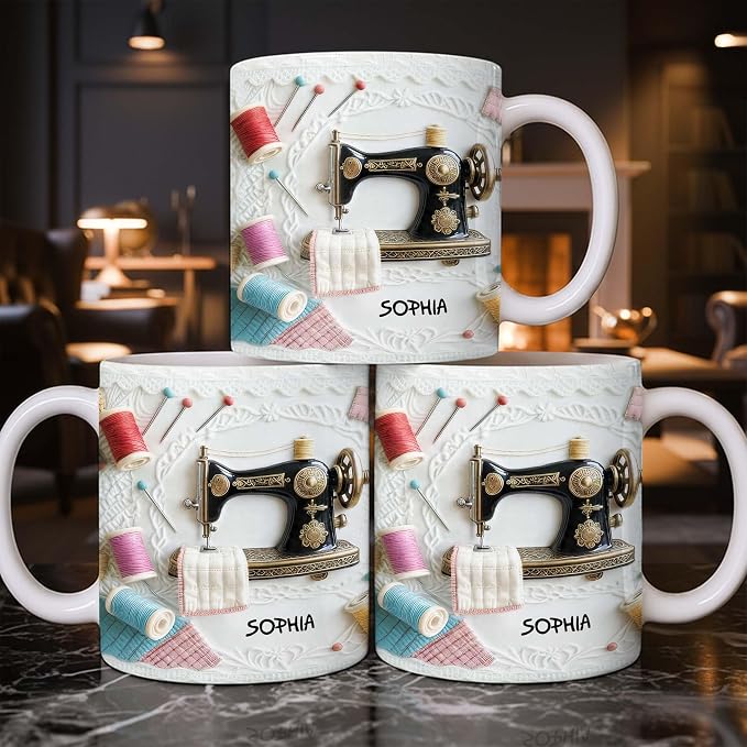 Personalized Vintage Sewing Machine Coffee Mug - Image 5