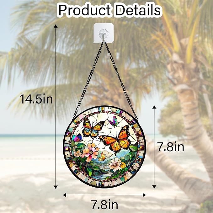 DASTOLL Stained Glass Window Hanging, Butterflies Flying in the Sky Suncatcher - Image 7