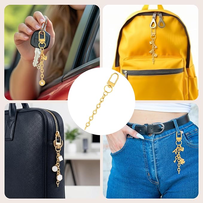 20pcs Gold Keychain Making Kit, Key Ring Swivel Snap Hook Chains, Alloy - Image 3