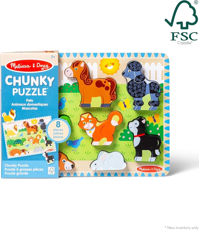 Melissa & Doug Pets Wooden Chunky Puzzle, Educational Screen Free Activity - Image 6