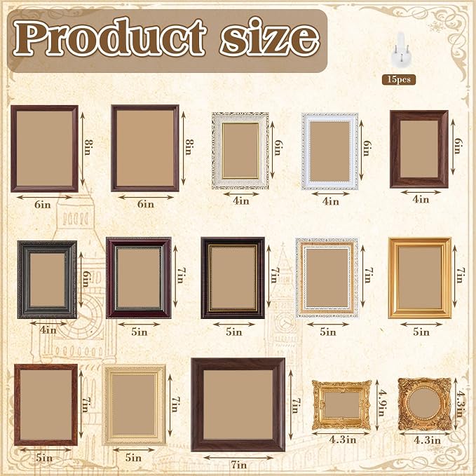 Namalu 15 Pcs Vintage Picture Frames - Image 2