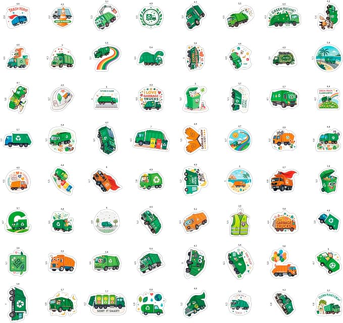 100Pcs Garbage Truck Stickers for Water Bottle, Laptop - Image 4