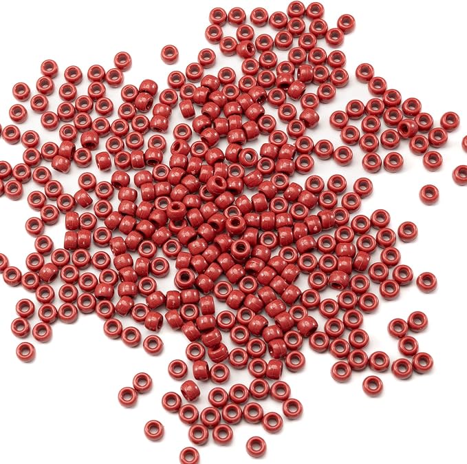 Gxueshan 1000 Pcs Acrylic Wine Red Pony Beads 6x9mm Bulk by Gxueshan