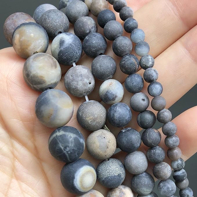 6mm Matte Crazy Lace Agate Bead, 15-Inch Matte Round Loose Stone Beads - Image 7