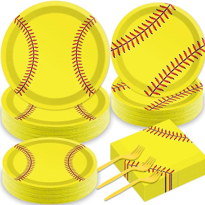 50 Guests Softball Plates and Napkins Party Supplies Softball Party Decorations by Qyeahkj