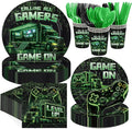 168 Pcs Video Game Birthday Party Decorations Neon Green Gaming Truck Plates by Greencian