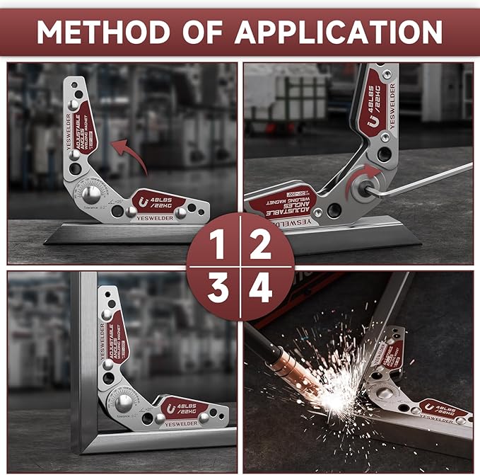 YESWELDER Adjustable Angle Welding Magnet 20-200° Magnetic Welding Holder of 48LBs Holding Power Welding Accessory