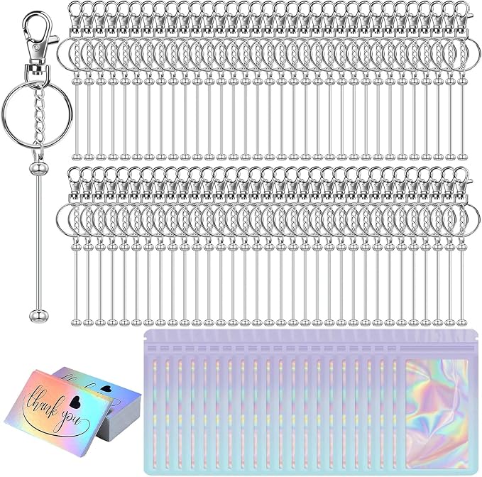 42/84/126 Pcs Beadable Keychain Bars Bulk Blank DIY Beaded Keychain Making by Unknown