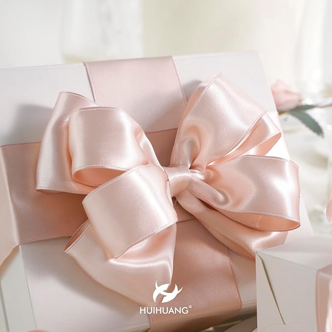 HUIHUANG Satin Wired Ribbon 2.5 inch Rose Gold Wire Edge Ribbon - Image 4