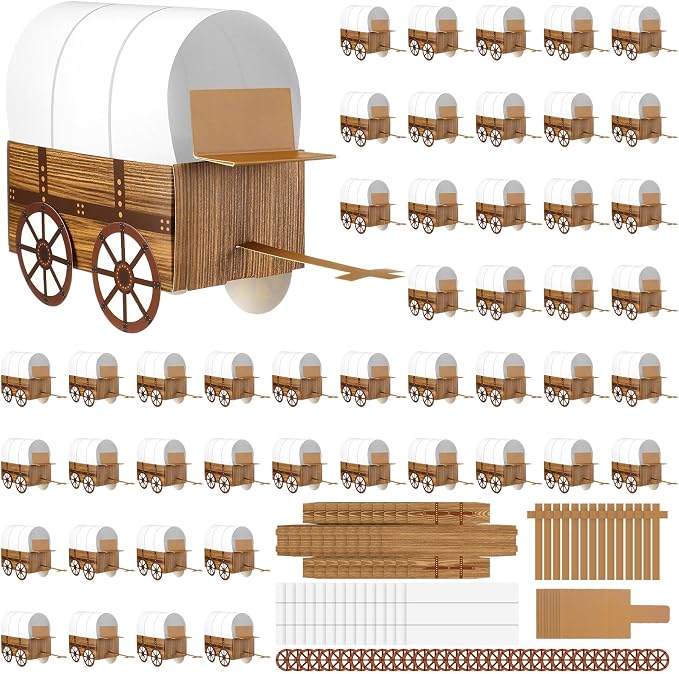 Motipuns 48 Pcs 3D Western Covered Wagon Craft Kit Toy Wagon by Motipuns