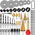 LAMPTOP 47 Pcs Woodworking Tools and Accessories, Including Countersink Drill Bit Set, Wood Plug Cutter, Step Drill Bit, Saw Blades, Drill Stop Bit Set, Long Twist Drill Bit, L-Wrench, Center Punch