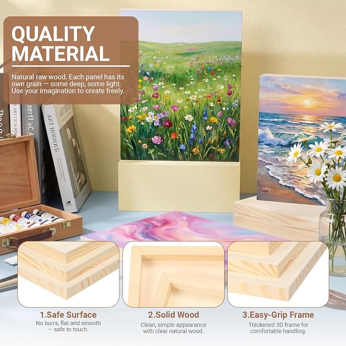 Novabright 50 Pack 8" x 10" Unfinished Wood Panels - Image 3