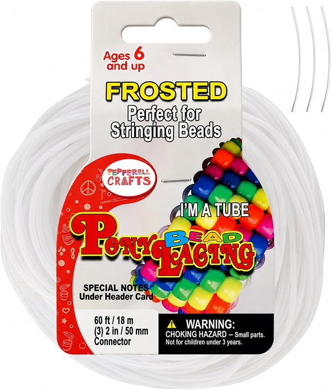 Pepperell Pony Bead Lacing – Hollow Lacing Tube Cord, Frost Color | 60 ft - Image 7