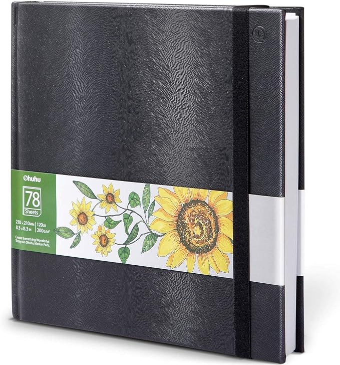 Ohuhu Sketchbook Marker Paper Pad: 8.3"x8.3" Square Art Sketch Book Drawing by Ohuhu