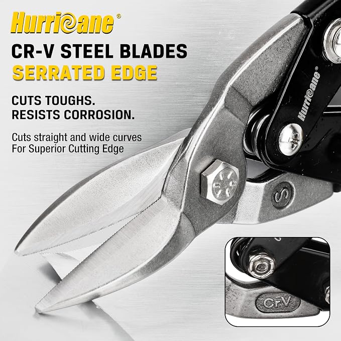 HURRICANE 10 inch Aviation Tin Snips, Straight Cut Metal Shears - Image 3