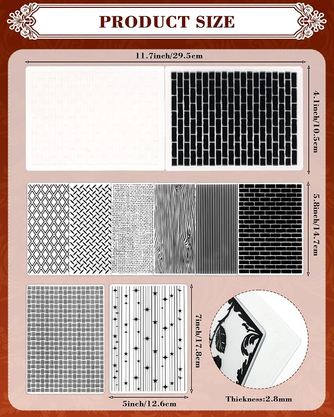 FIVEIZERO 8 Pcs Vintage Embossing Folders - Image 2