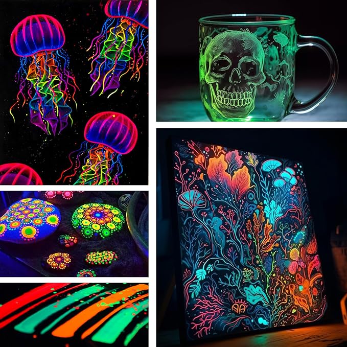 Roizefar Glow in the Dark Paint, 21 Colors 3D Permanent Acrylic Fabric Paints - Image 7