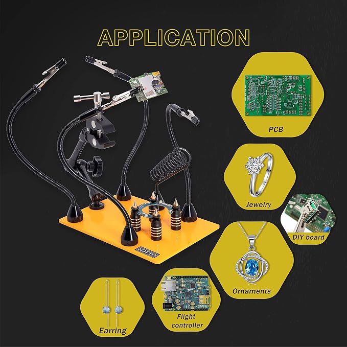 KOTTO Helping Hands Soldering, Third Hand Soldering Tools PCB Holder Four Arms - Image 6