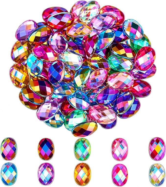 200 Pcs 10x14mm AB Rhinestones for Bedazzling, Rainbow Effect Craft Gems for by Unknown