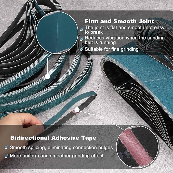 HARFINGTON 1/2 x 18 Inch Sanding Belts, 32 Pcs 120 Grit Zirconia Abrasive Belt Sander File Belt for Woodworking, Metal Polishing, Knife Sharpener