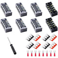 Terminal Block (8 Sets) 8Pcs 4 Positions Dual Row 600V 15A Screw Terminal Strip Blocks with Cover&8Pcs Pre-Insulated Barrier Termina Block Strip& 32Pcs Insulated Fork Wire Connector