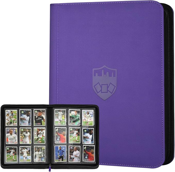 360 Cards Ringless 9-Pocket Side Loading Trading Card Binder, PU Zipper Fixed by GERMUN