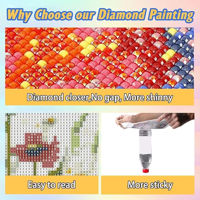 Flowers Diamond Art Kits for Adults, Full Drill Pink Diamond Painting Kits for - Image 6