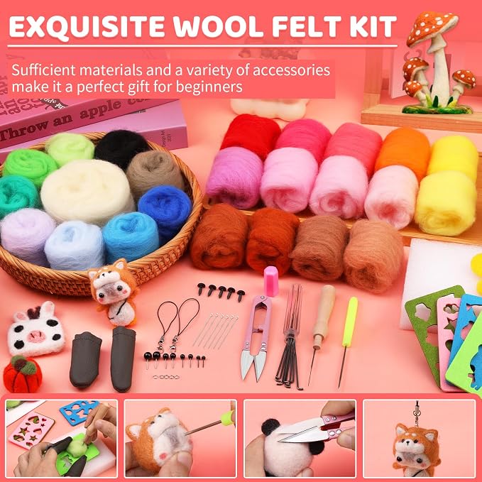 Yizzvb Needle Felting Kit, Wool Roving 24 Colors Set, Needle Wool Felting Tools - Image 4