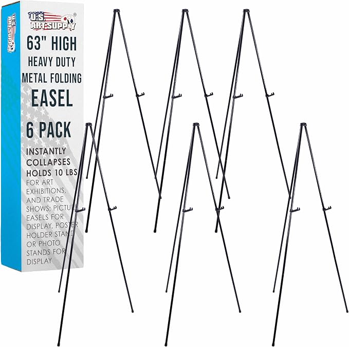 U.S. Art Supply 63" High Heavy Duty Steel Easy Folding Display Easel by USArtSupply