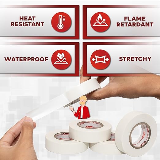Xfasten Electrical Tape White 3/4 Inch x 66 Feet 12-Pack (792 Feet Total) UL/CSA Listed High Temp Residue-free Vinyl Automotive Electric Tape Waterproof (White, 3/4 Inch x 66ft (12-Pack 792 ft Total))