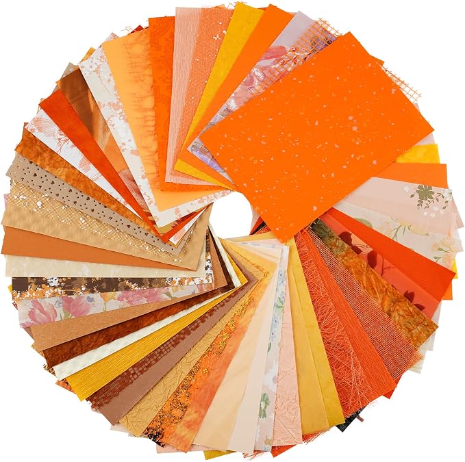 50 Sheets Orange Scrapbook Paper Textured Mesh Fabric Assorted | Multi-texture by Unknown