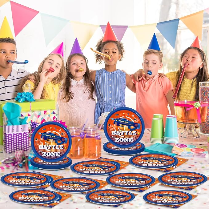 48Pcs Dart War Paper Plates and Napkins Dart War Party Decorations Blue and - Image 7